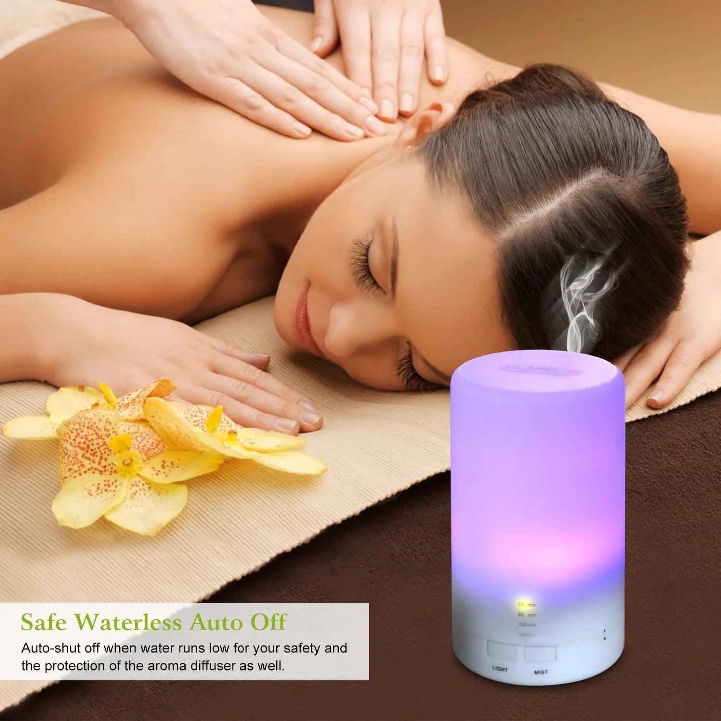 AuraGlow: 7-Color LED Ultrasonic Aroma Diffuser