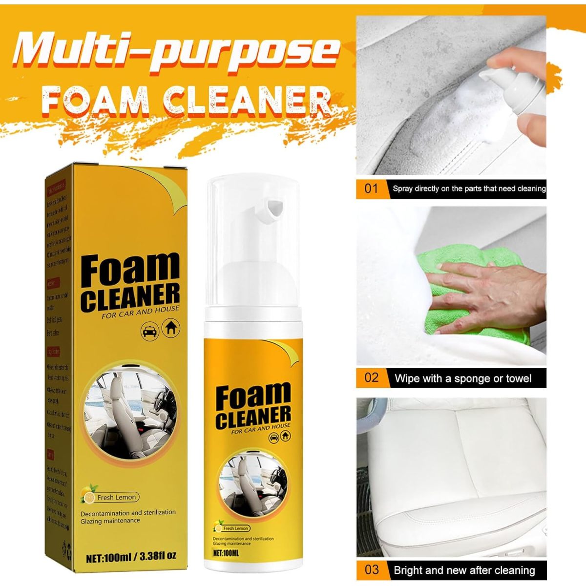 Foam Cleaner Spray cleaning demonstration