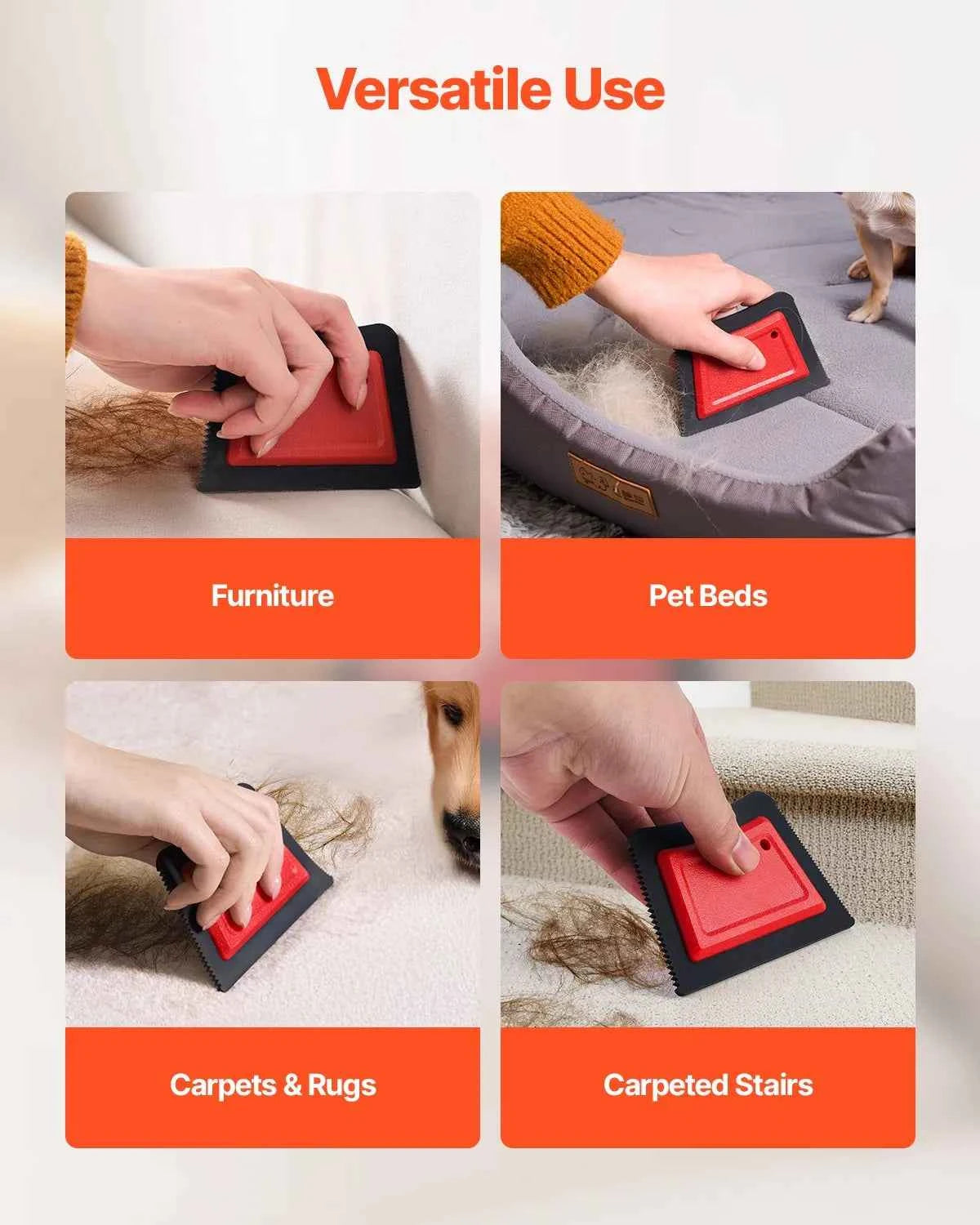 Reusable Pet Hair Remover Tool – Multi-Surface Scraper for Couch, Carpet & Car Seats