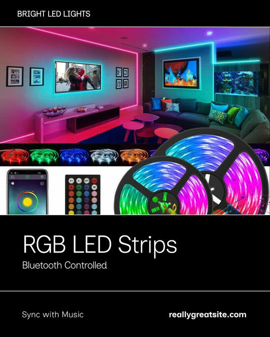 RGB LED Strip Lights with Bluetooth App Control - TikTok Viral
