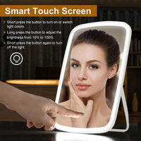 Vanity Mirror with 40 LED Lights – 3 Modes, Rechargeable, Foldable Desk Mirror