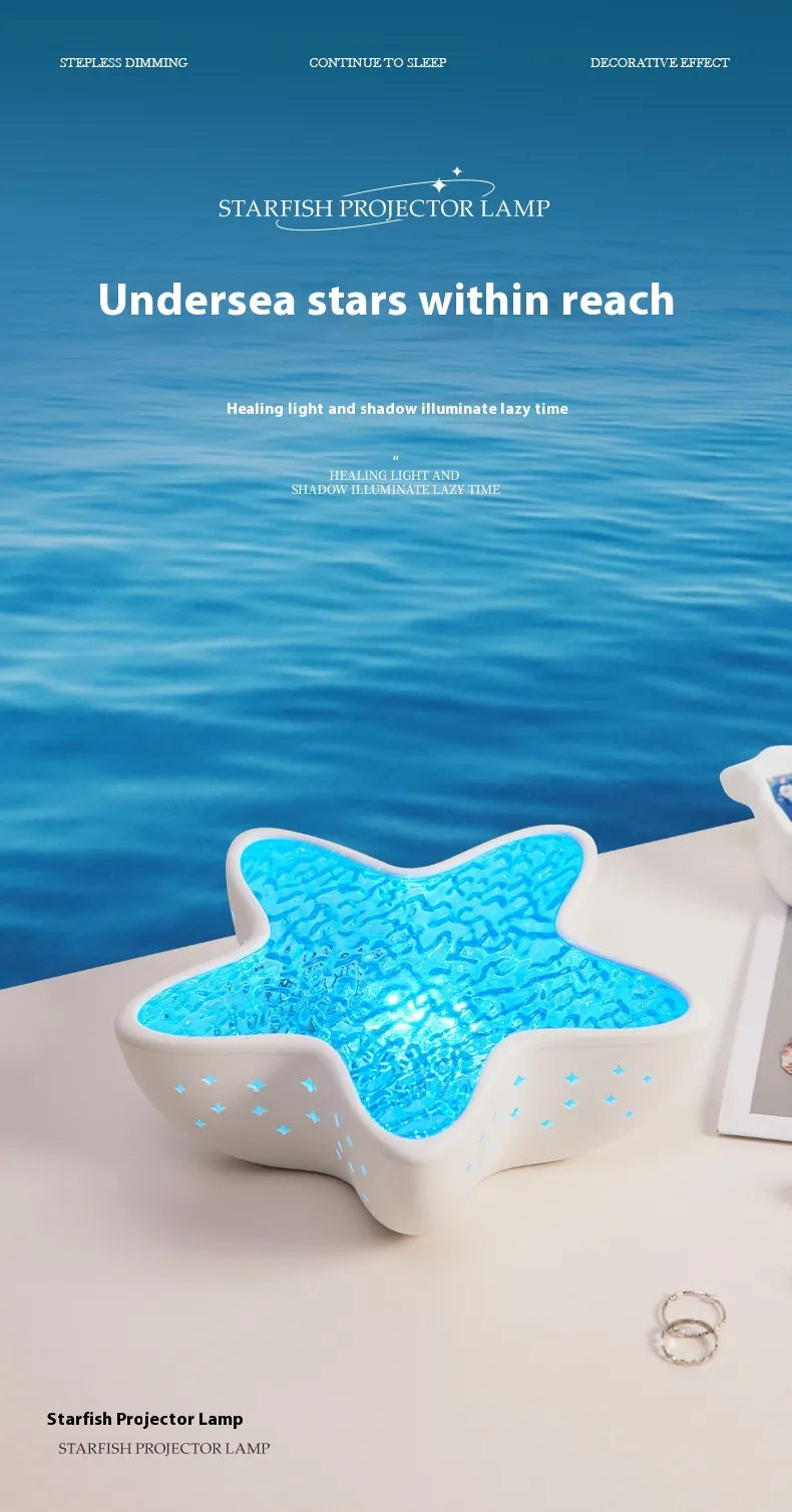 Starfish projection lamp showing water ripple light effect