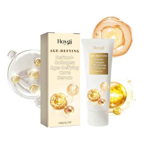 Retinol and collagen serum bottle on clean background