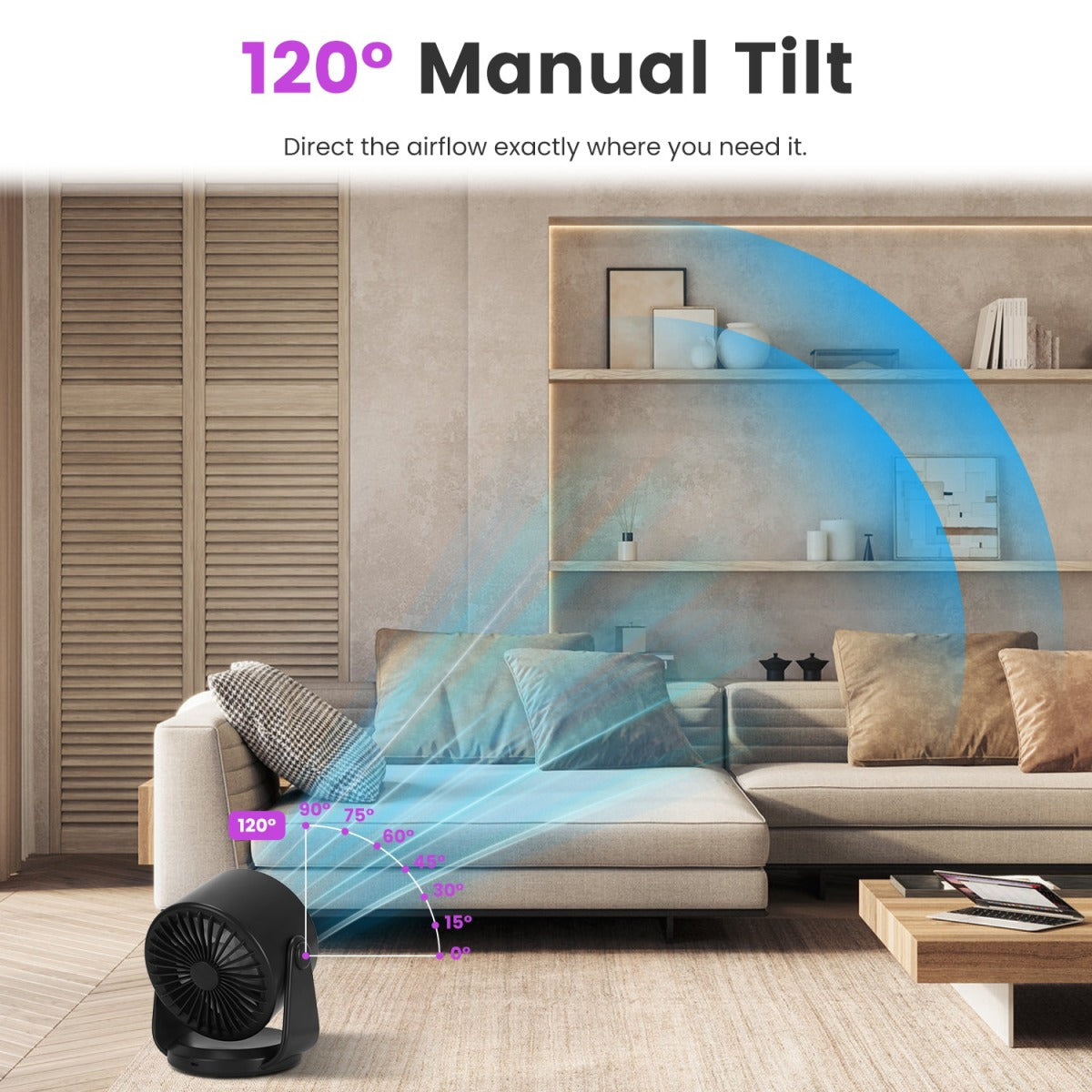 Rechargeable desk fan LCD display