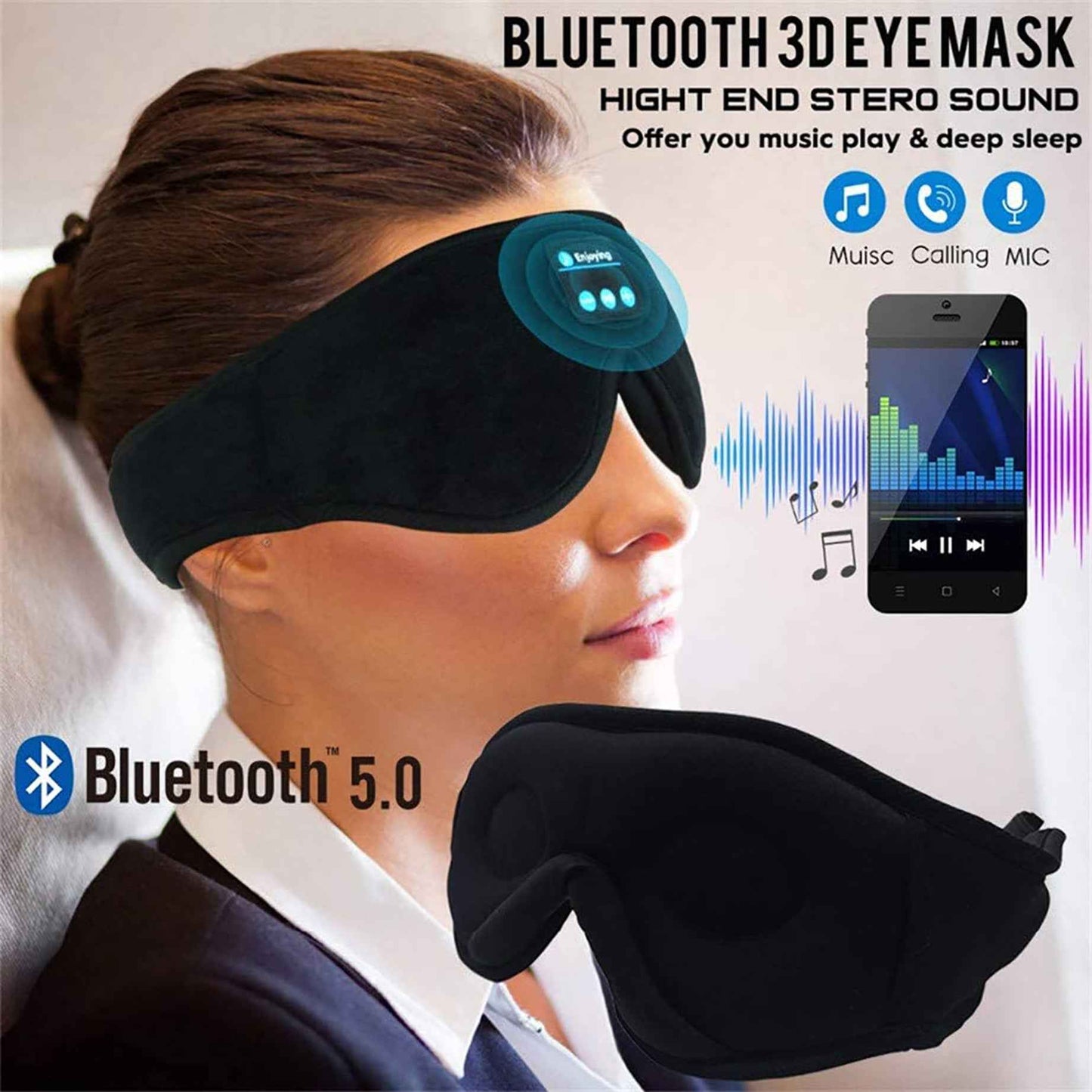 Ultimate Sleep Therapy Mask – Wireless Stereo Headphones & Total Blackout