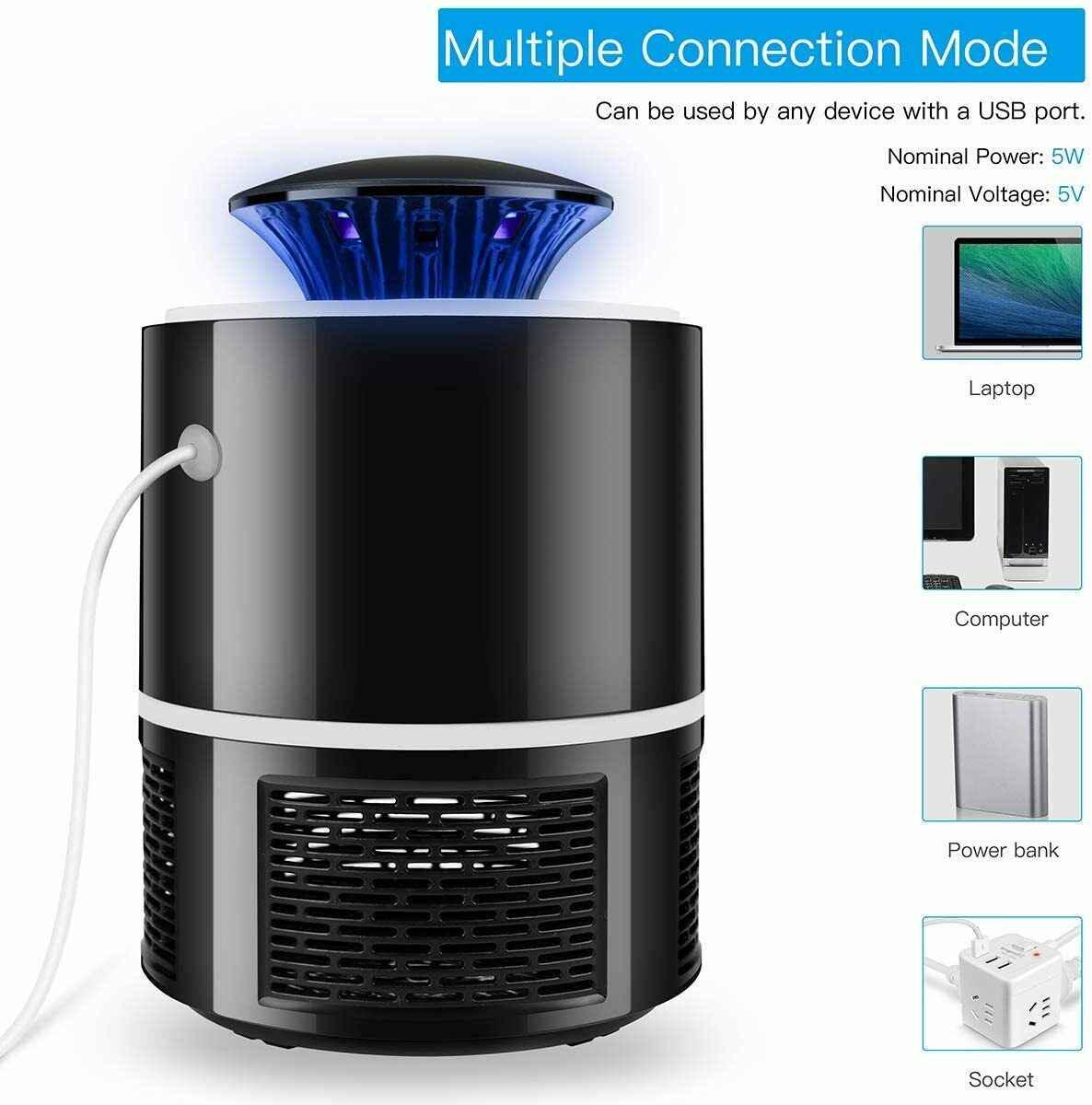 Universal USB Electric UV Mosquito Killer Lamp - 360° Bug Zapper for Home & Patio