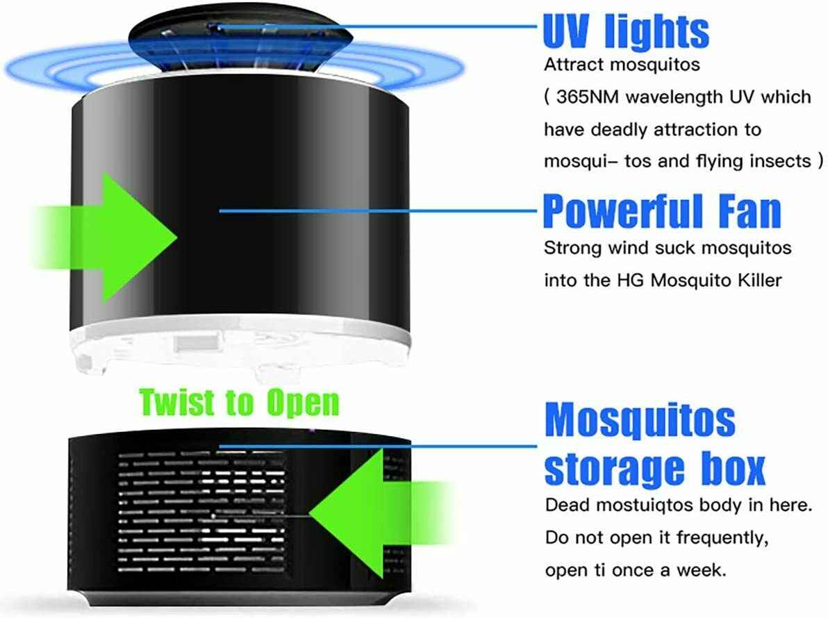 Universal USB Electric UV Mosquito Killer Lamp - 360° Bug Zapper for Home & Patio