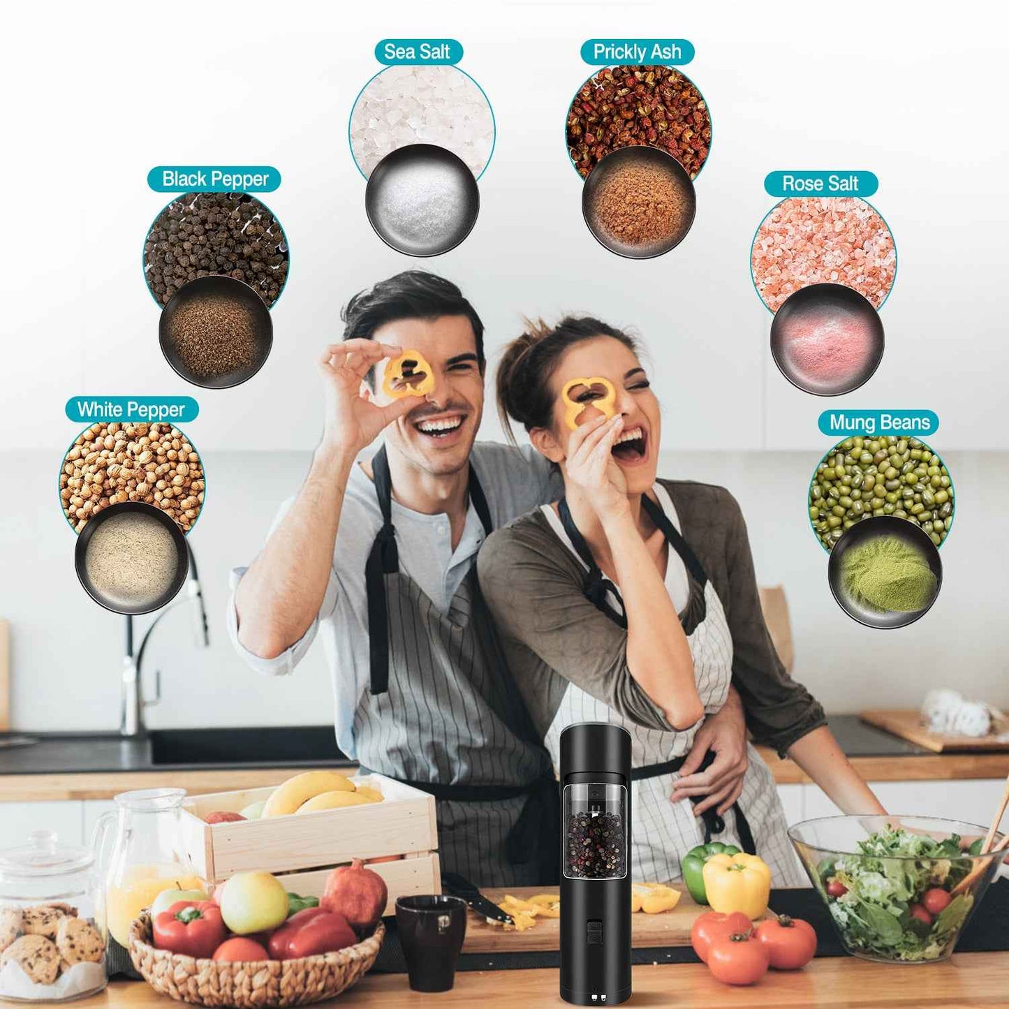 Electric Salt and Pepper Grinder Set – Gravity Sensor & LED Light