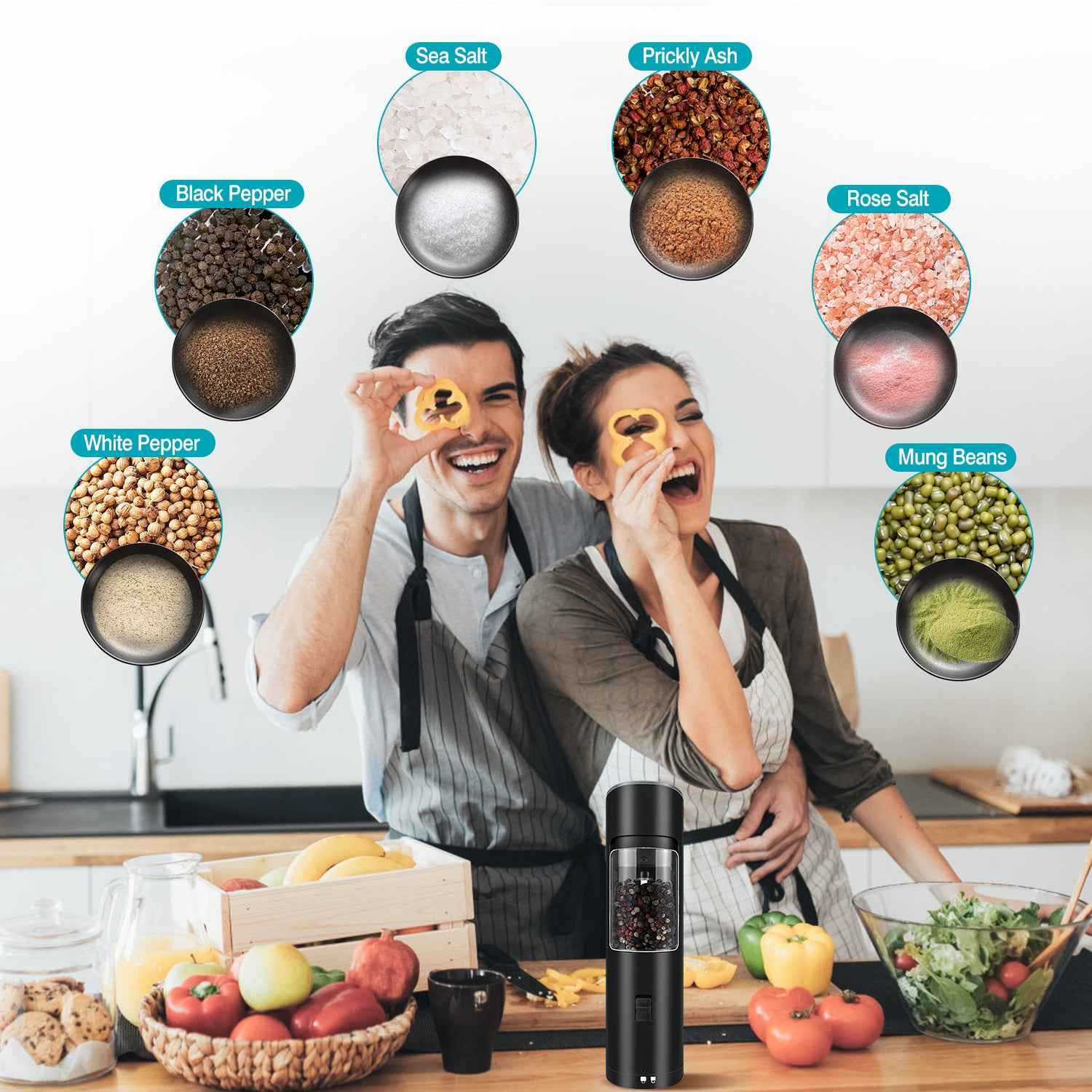 Electric Salt and Pepper Grinder Set – Gravity Sensor & LED Light