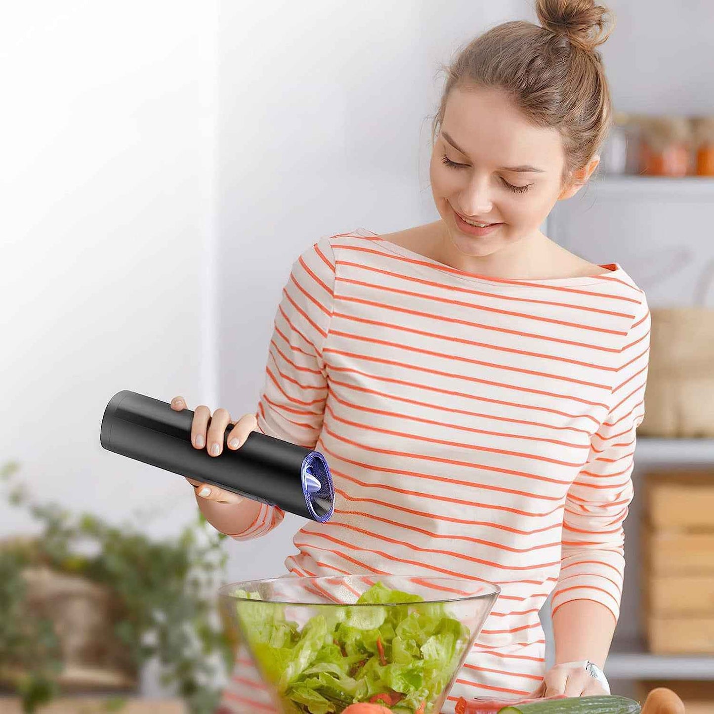Electric Salt and Pepper Grinder Set – Gravity Sensor & LED Light