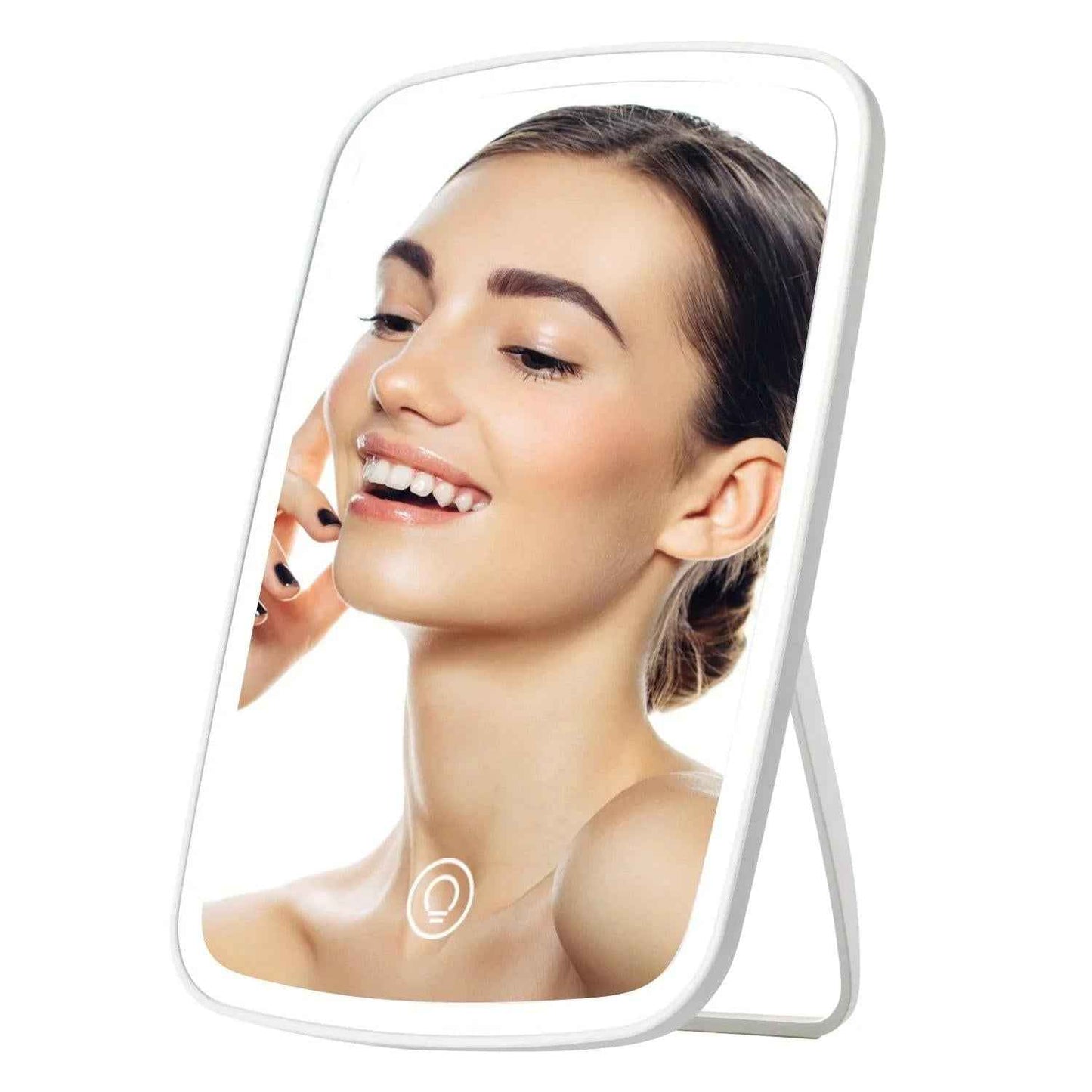 Vanity Mirror with 40 LED Lights – 3 Modes, Rechargeable, Foldable Desk Mirror