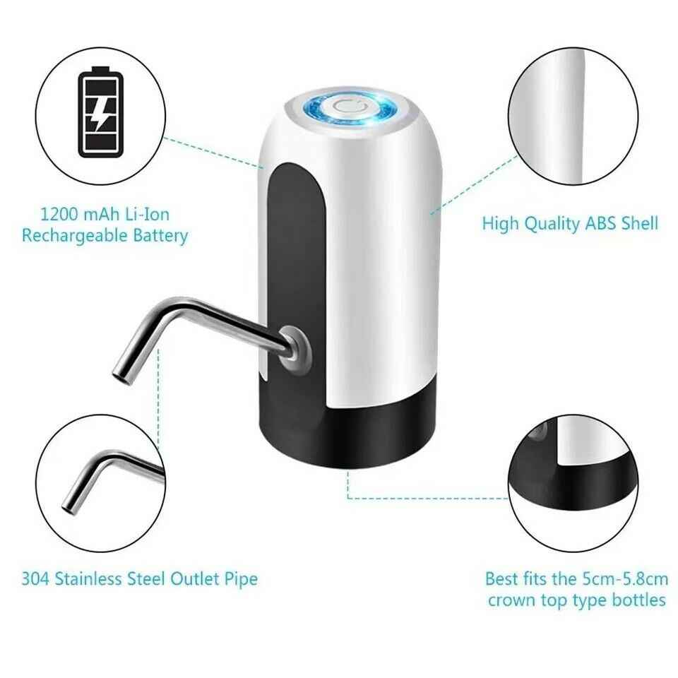 Electric Water Dispenser Pump for 5-Gallon Bottles – USB Rechargeable