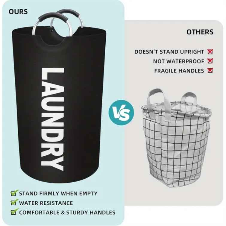 1-Gallon Waterproof Fabric Laundry Basket - Foldable Household Storage Bin for Clothes & Toys