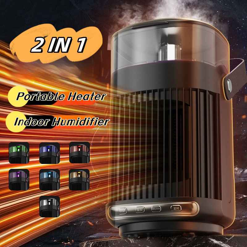 2-in-1 Portable Space Heater & Indoor Humidifier - 1200W High Power Warm Air Blower for Home & Office