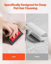 Pet hair remover tool close-up showing comb and pointed tip