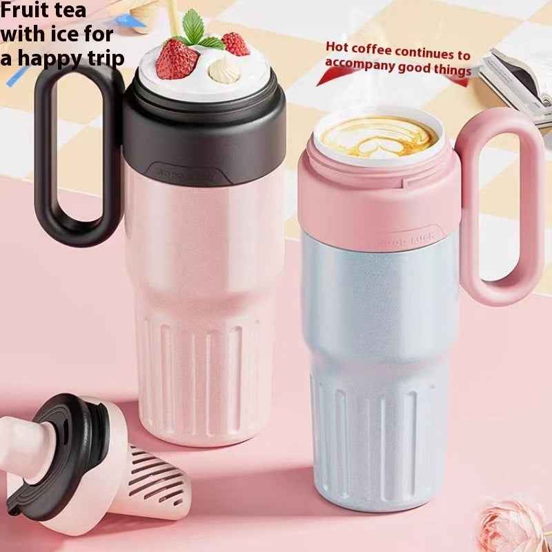 780ml Gradient Stainless Steel Thermal Cup - Dual-Drink Insulated Tumbler with Straw & Lid