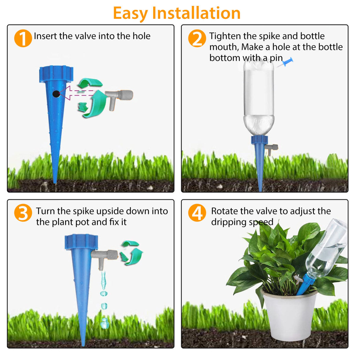 Plant watering spike adjustable valve detail