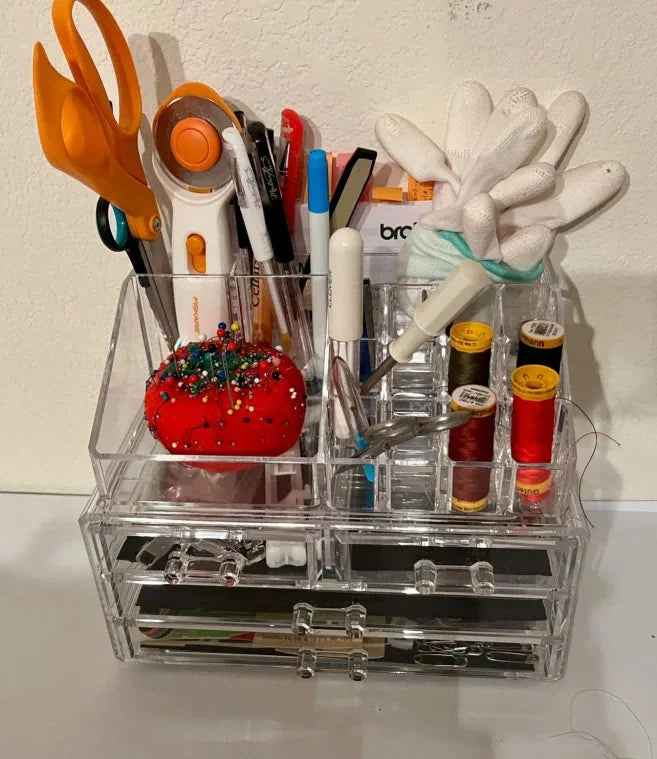Clear Acrylic Dustproof Makeup Storage Organizer Drawers Large Skin Care Cosmetic Display Cases For Bathroom Stackable Storage Box With 4 Drawers For Vanity