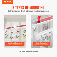 Self-adhesive ceiling track mounting close-up, no drill