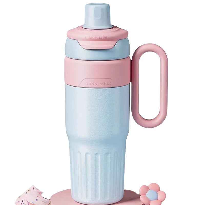 780ml Gradient Stainless Steel Thermal Cup - Dual-Drink Insulated Tumbler with Straw & Lid