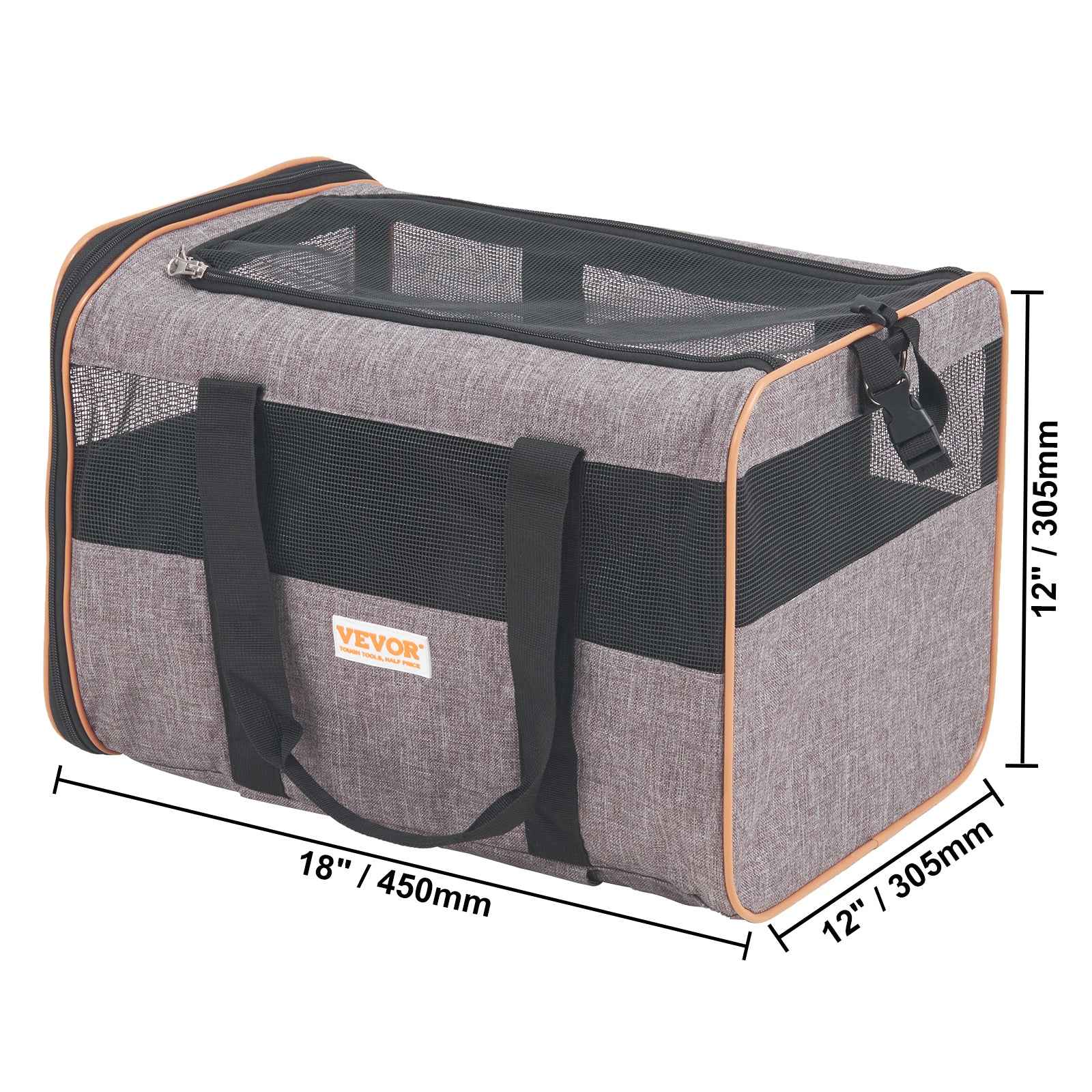 VEVOR Pet Carrier with Wheels | Airline Approved Rolling Dog & Cat Carrier (Up to 22 Lbs) – Premium Grey