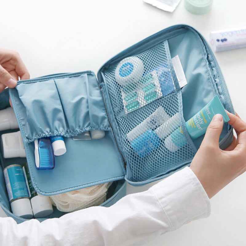 Large Capacity Travel Makeup Bag - Waterproof Portable Toiletry Organizer with Dividers & HandleOpción 2 (Enfocada en tendencias): Open-Flat Portable Cosme