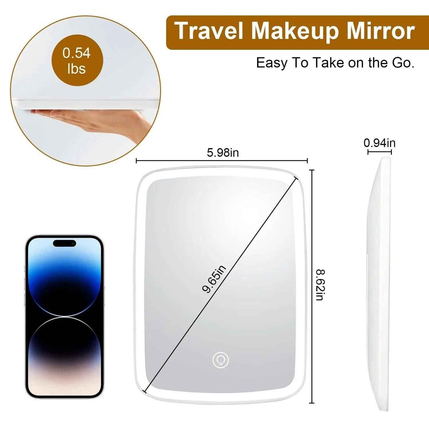 Vanity Mirror with 40 LED Lights – 3 Modes, Rechargeable, Foldable Desk Mirror