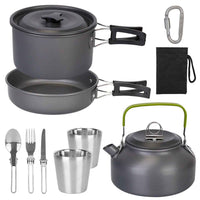Ultimate 12-Piece Adventure Cookset: Compact Pot, Pan, & Kettle for 2-3 People
