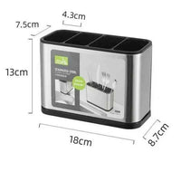 Stainless Steel Cutlery Holder | 4-Compartment Kitchen Utensil Organizer | Easy to Clean
