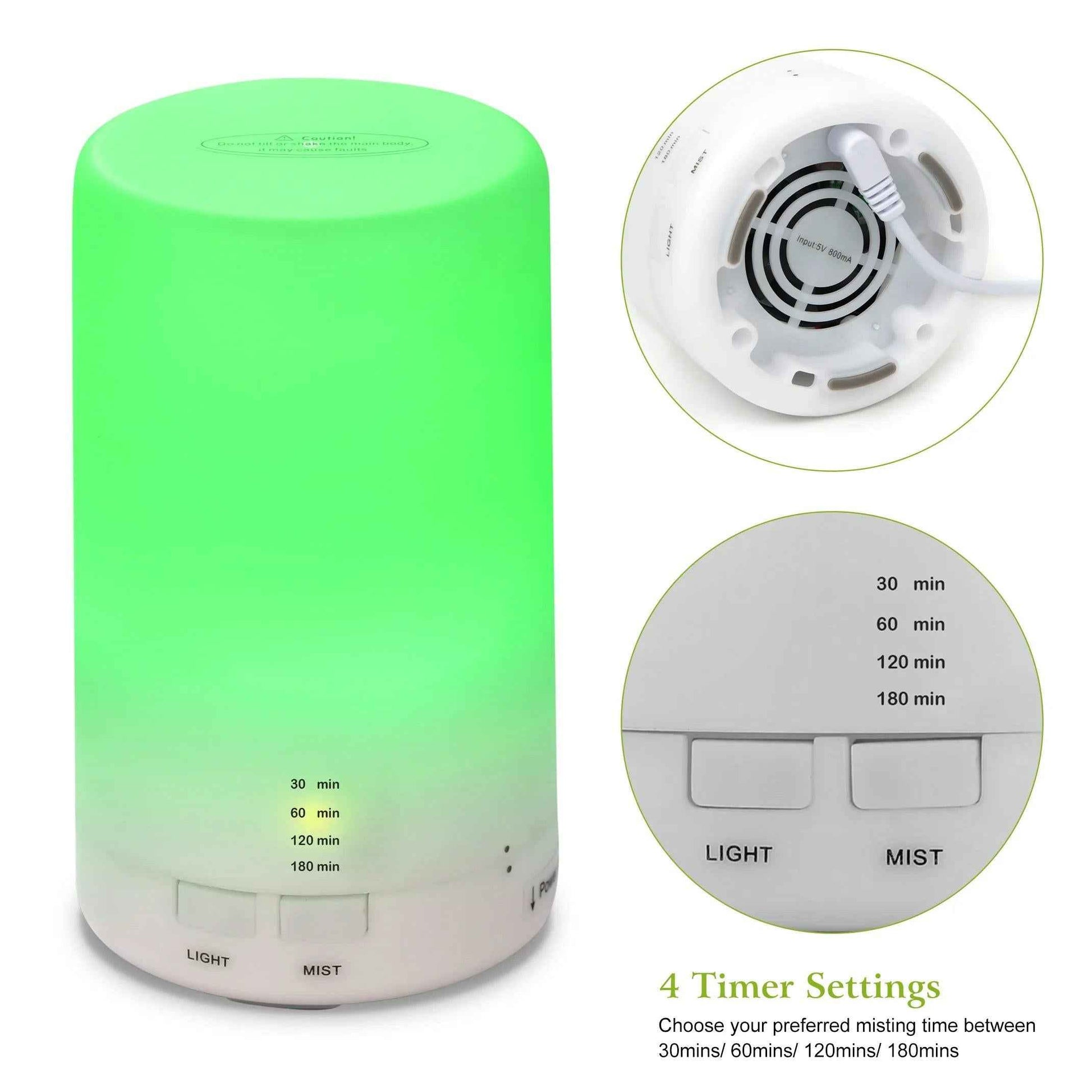 AuraGlow: 7-Color LED Ultrasonic Aroma Diffuser