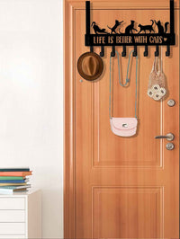 Over-The-Door Cat Organizer – 8 Multi-Purpose Hooks for Coats, Bags & Towels – Space-Saving Wall & Door Mount Storage