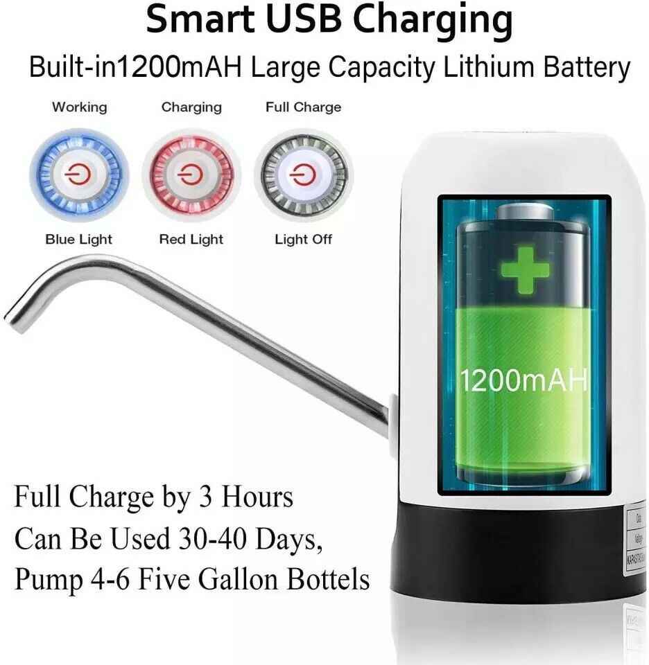 Electric Water Dispenser Pump for 5-Gallon Bottles – USB Rechargeable
