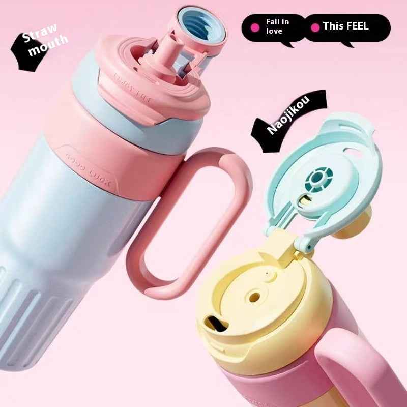 780ml Gradient Stainless Steel Thermal Cup - Dual-Drink Insulated Tumbler with Straw & Lid