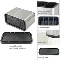 Stainless steel utensil organizer close up finish