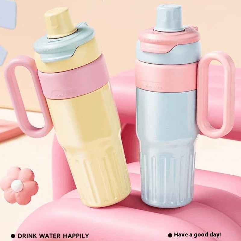 780ml Gradient Stainless Steel Thermal Cup - Dual-Drink Insulated Tumbler with Straw & Lid