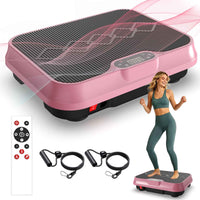 Person using vibration plate at home gym workout
