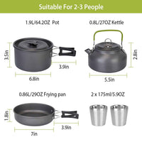 Ultimate 12-Piece Adventure Cookset: Compact Pot, Pan, & Kettle for 2-3 People