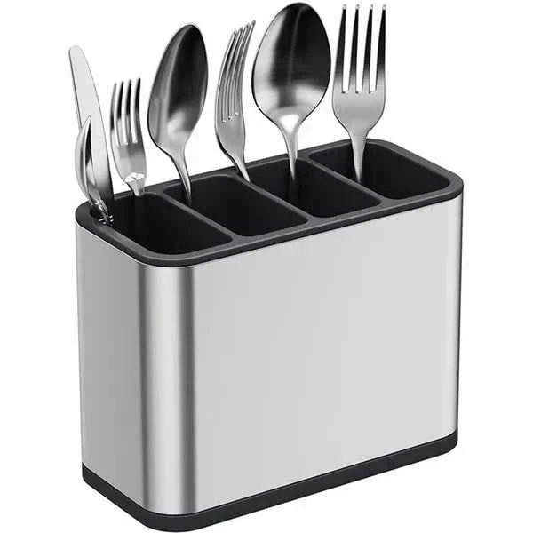 Stainless Steel Cutlery Holder | 4-Compartment Kitchen Utensil Organizer | Easy to Clean