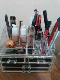 Clear Acrylic Dustproof Makeup Storage Organizer Drawers Large Skin Care Cosmetic Display Cases For Bathroom Stackable Storage Box With 4 Drawers For Vanity