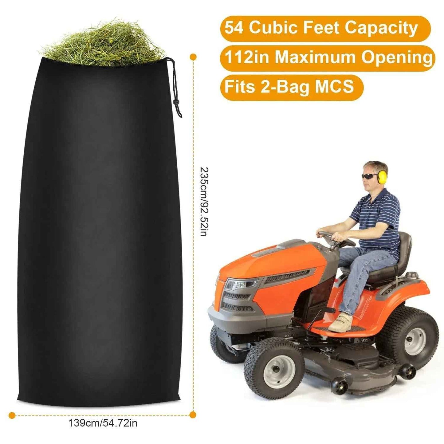 54 Cubic Feet Lawn Tractor Leaf Bag - Heavy Duty Universal Riding Mower Grass Catcher