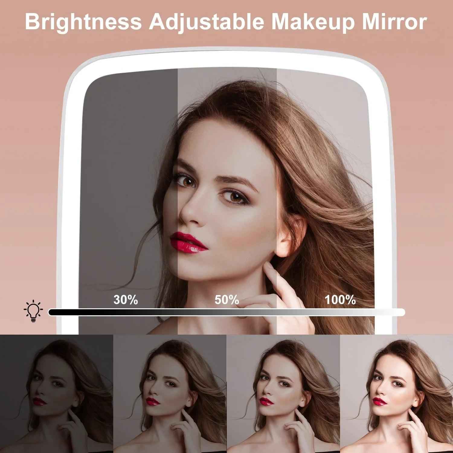 Vanity Mirror with 40 LED Lights – 3 Modes, Rechargeable, Foldable Desk Mirror