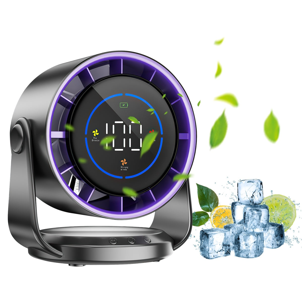 Rechargeable desk fan front view
