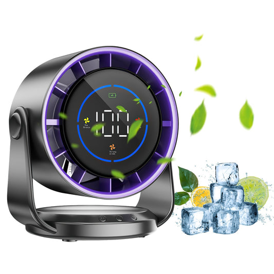 Rechargeable desk fan front view