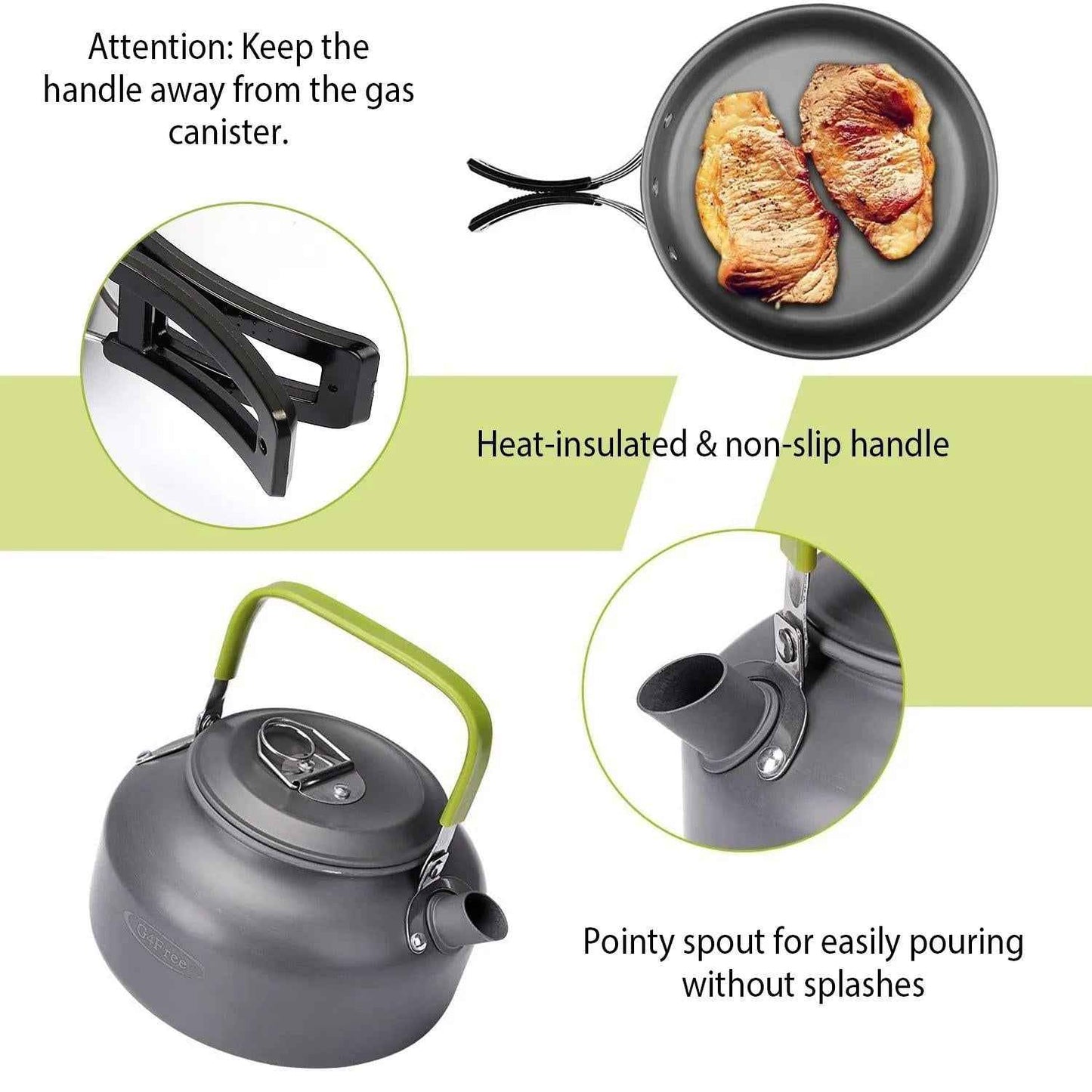 Ultimate 12-Piece Adventure Cookset: Compact Pot, Pan, & Kettle for 2-3 People