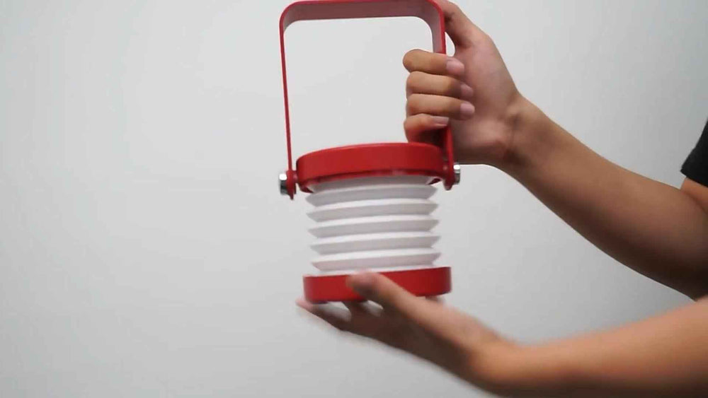 Foldable LED lantern folded flat for storage