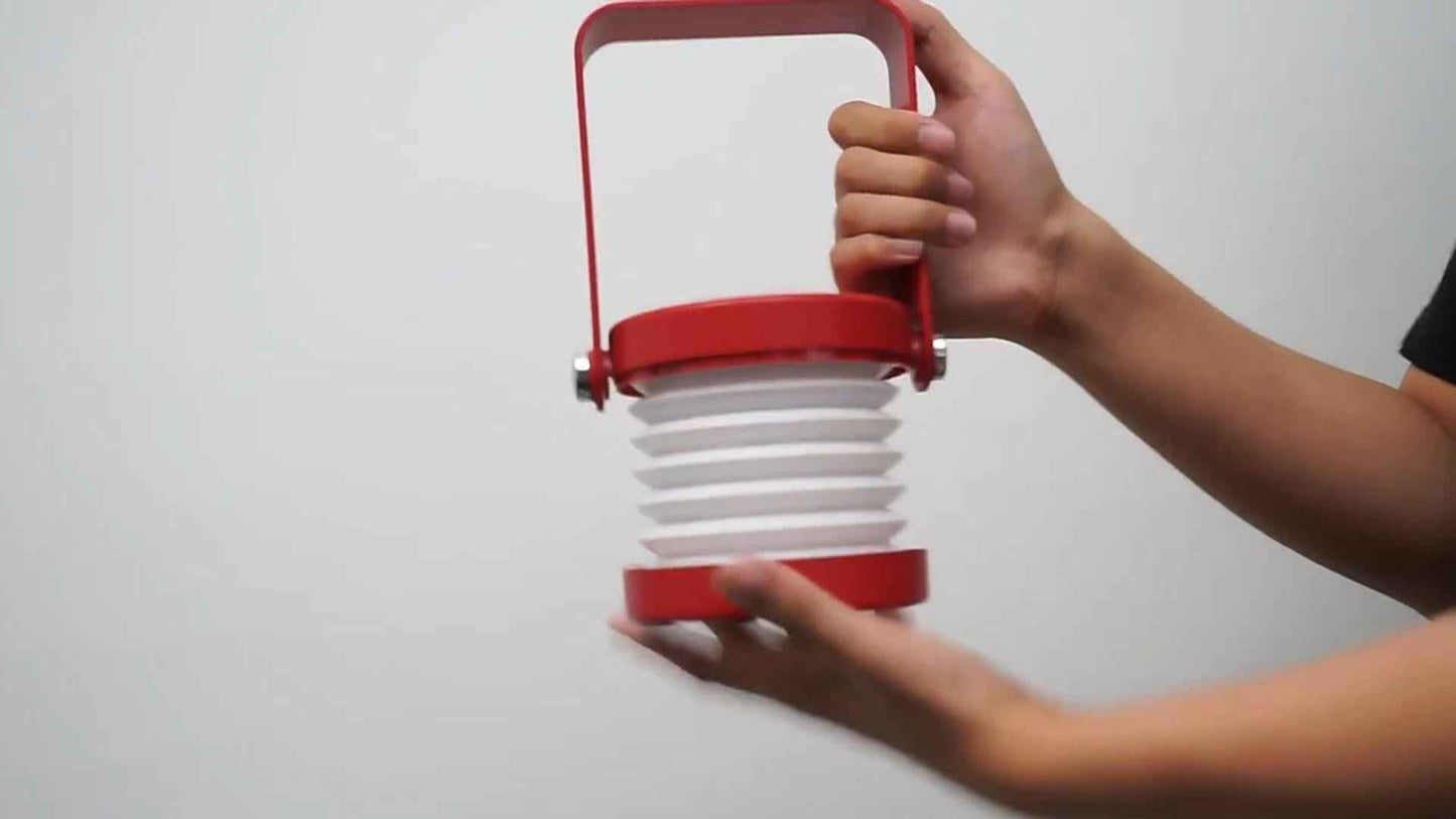 Foldable LED lantern folded flat for storage