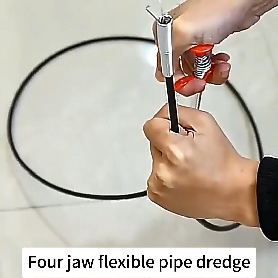 Drain snake removing hair clog detail view